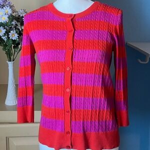 Y2K‎ Talbots Size Small / Medium Petite Long Sleeve Striped Cardigan Sweater 90s